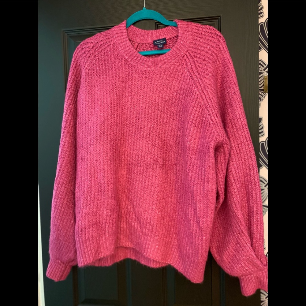 Bright Pink balloon sleeve sweater size L